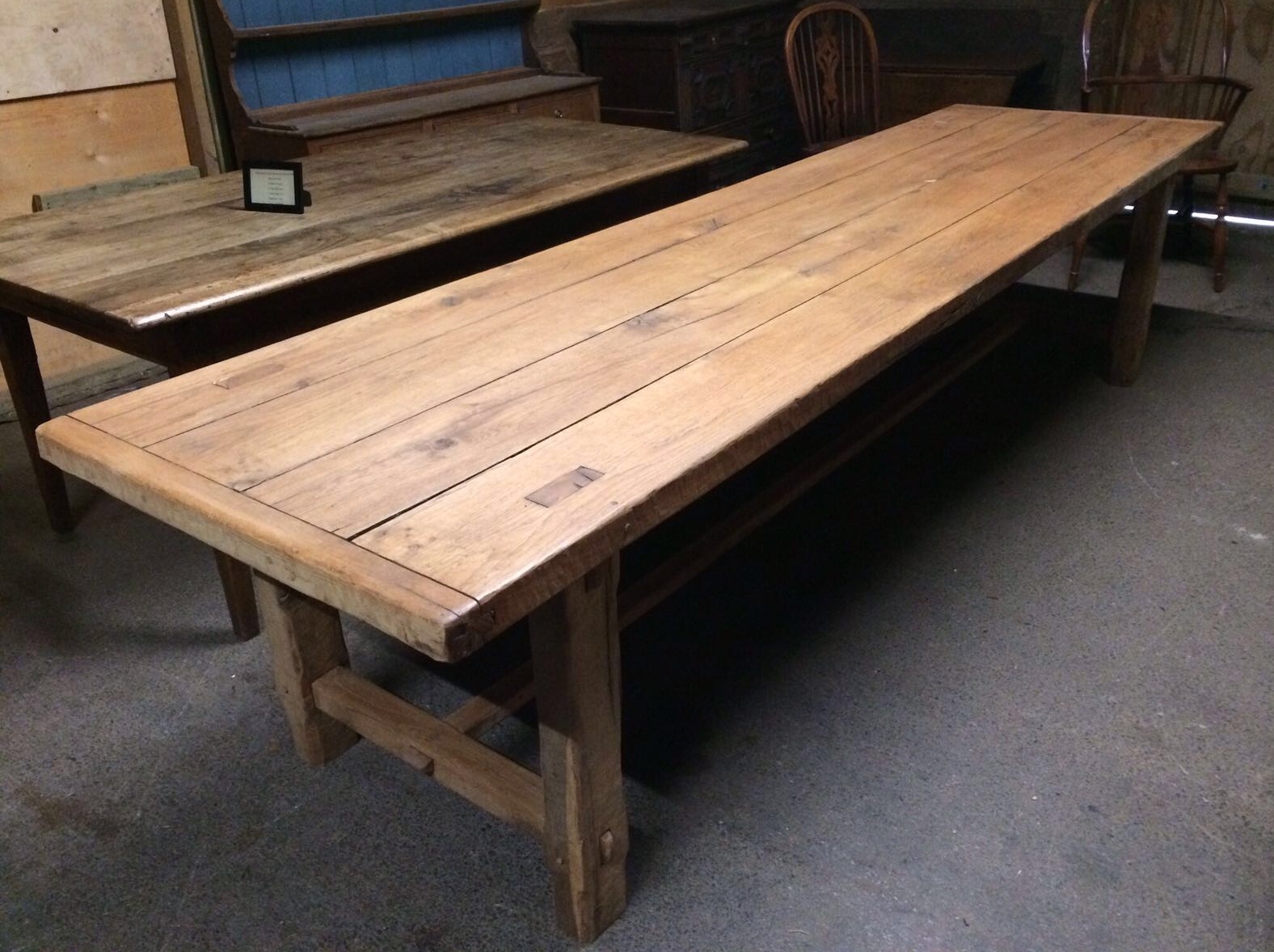Antique oak farm table, reclaimed wood, large format