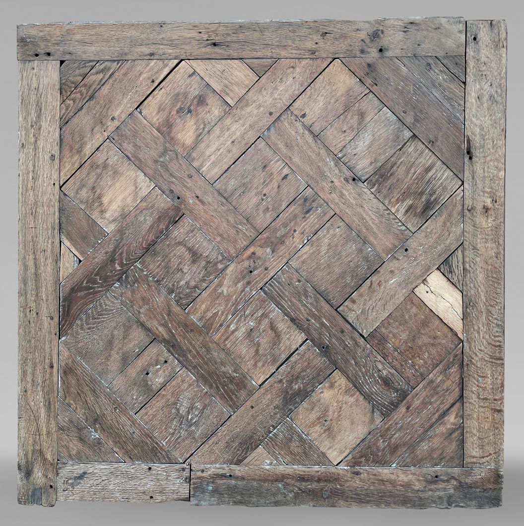 Versailles oak parquet panel, rustic dark tone, antique European oak