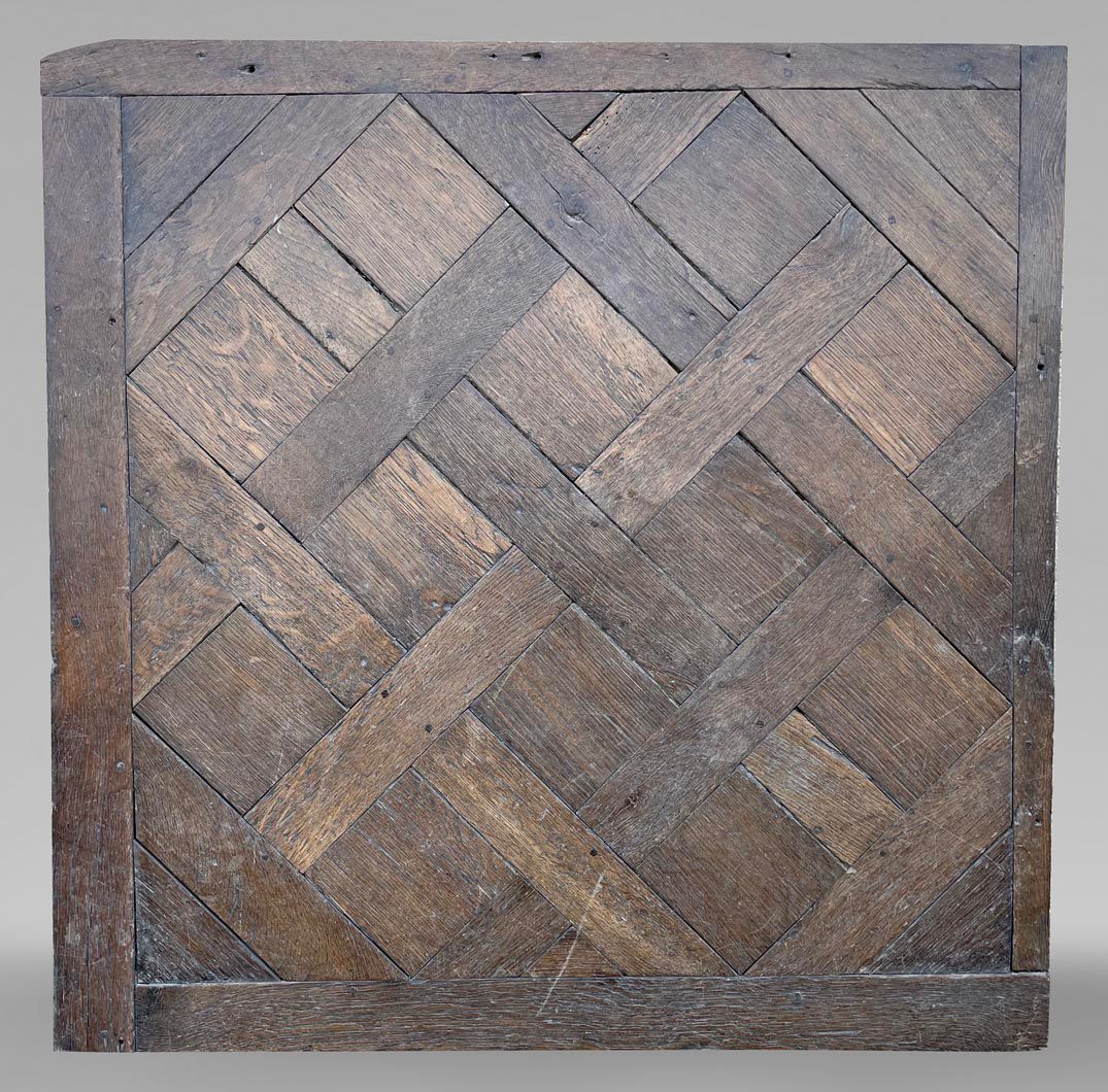 Versailles oak parquet panel, dark weathered finish, antique oak