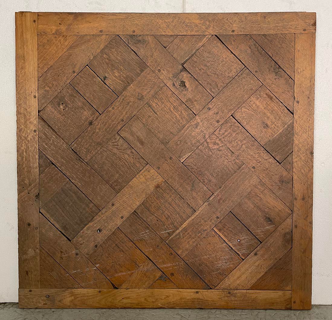 Versailles oak parquet panel, warm medium tone, diagonal pattern