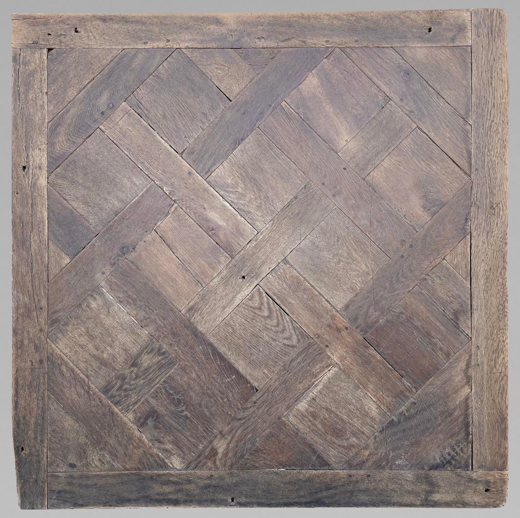 Versailles oak parquet panel, dark rustic tone, antique European oak